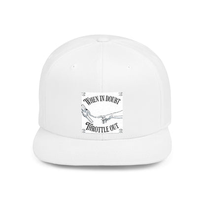 When in doubt throttle out white flat brim snapback